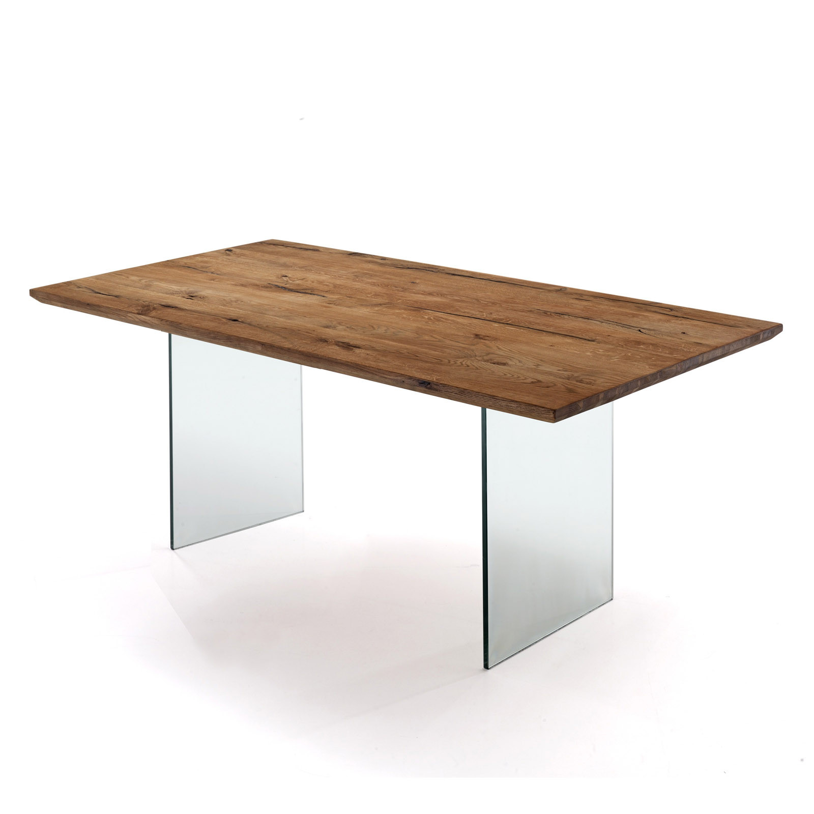 Tavolo / Scrivania Alexander in legno massello finitura Rovere e vetro
