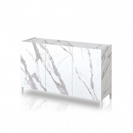 Madia Milano White Marble 3 ante finitura Marmo Bianco opaco Calacatta, 130x40xh84 cm