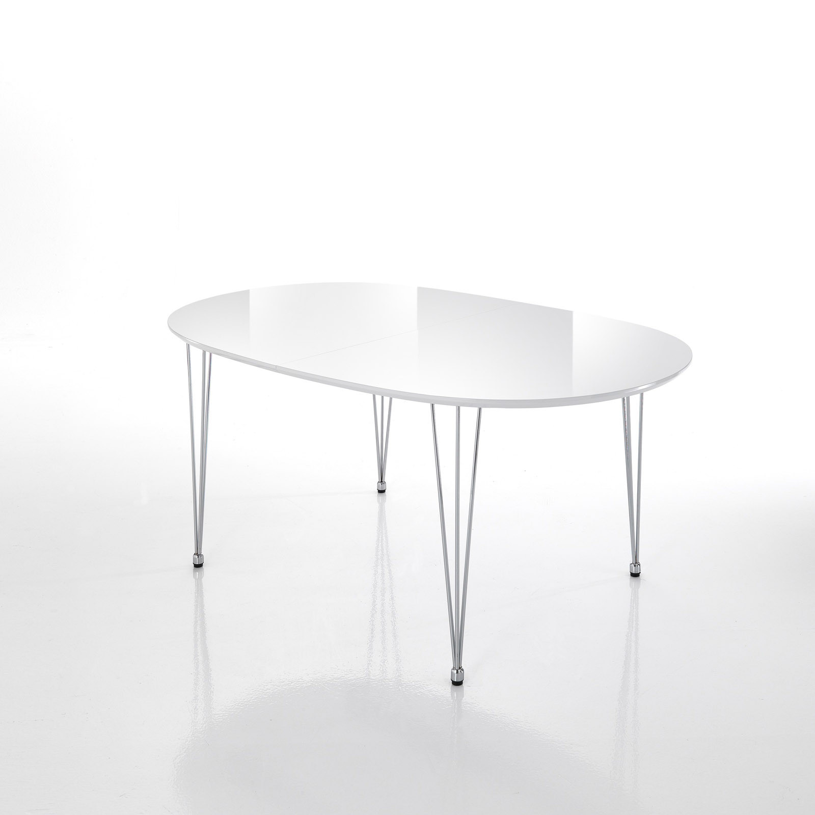 Tavolino ovale bianco da salotto metallo e vetro - 28C2