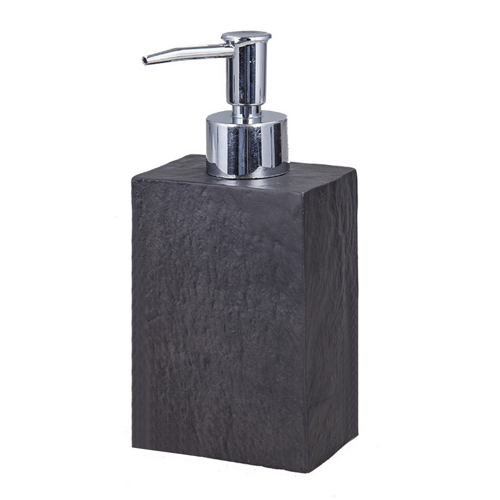 Dispenser Portasapone Ardesia in resina effetto cemento nero, 7.5x5xh17 cm