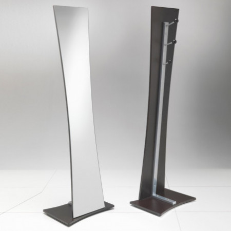 Specchiera da Terra NARA con appendiabiti in Metallo finitura alluminio, 47x36 h166 cm