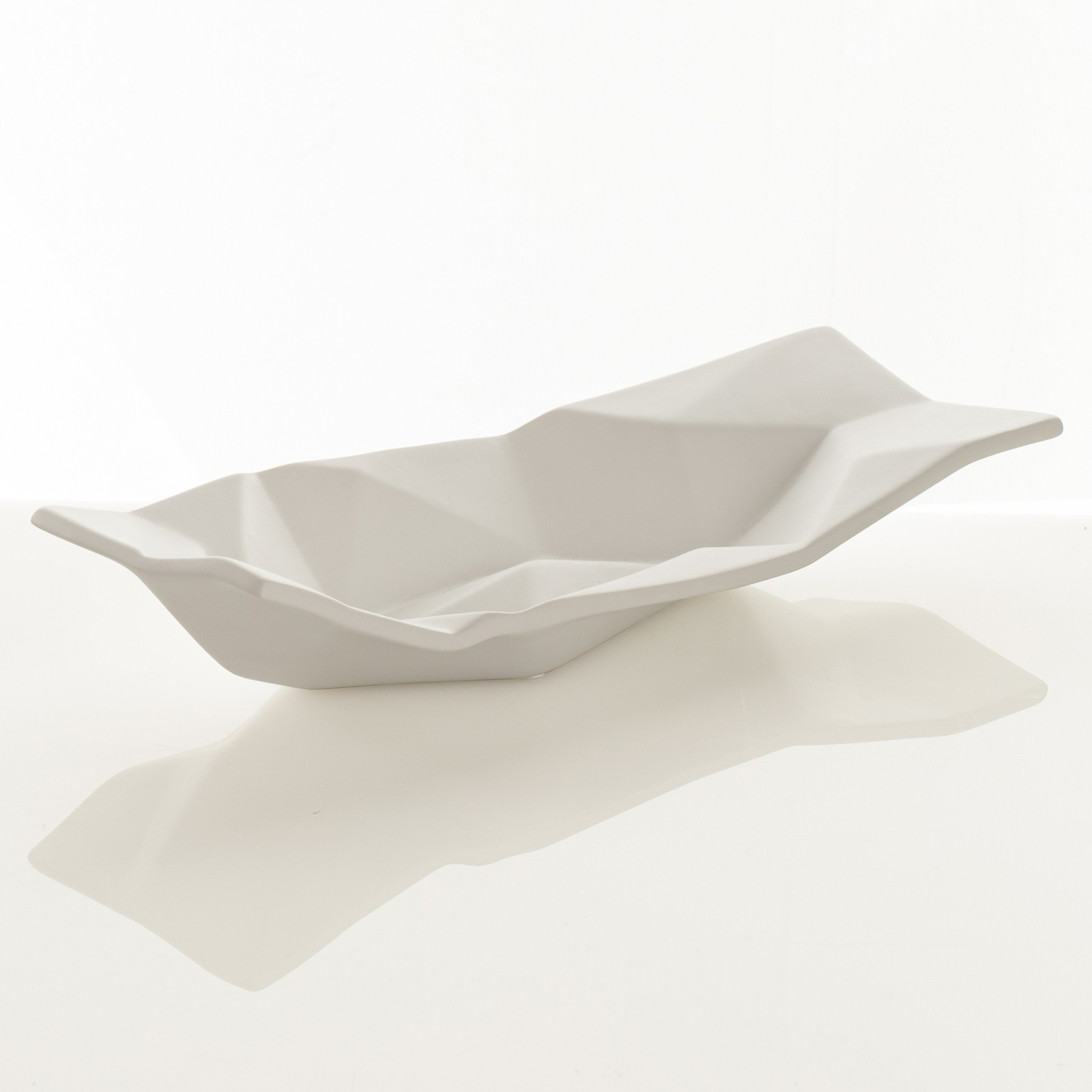 Centrotavola / svuotatasche KAOS BIGin ceramica colore bianco finitura  opaca, 50x19x10 cm