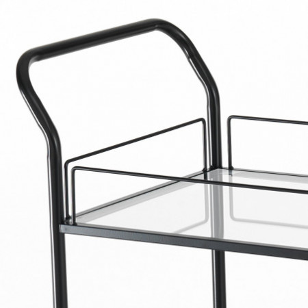 Carrello con Ruote Vili in Acciaio Nero Opaco e Effetto Legno, 31x55.5