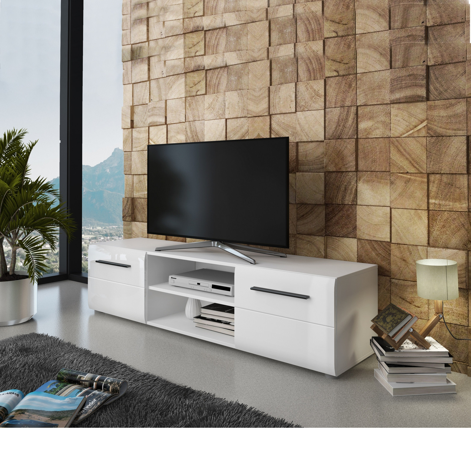Mobile soggiorno porta Tv 139 cm Bianco opaco ed anticato con 2 ante -  Caesaroo